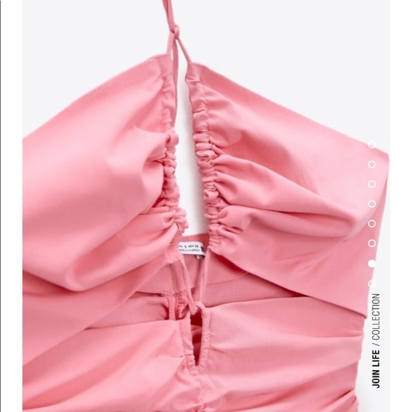 NWT Zara Pink Cut Out Draped Ruched Mini Dress - Picture 6 of 8